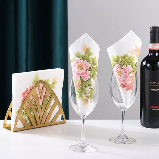 Serviettes à imprimé pivoine colorée - 20 par paquet