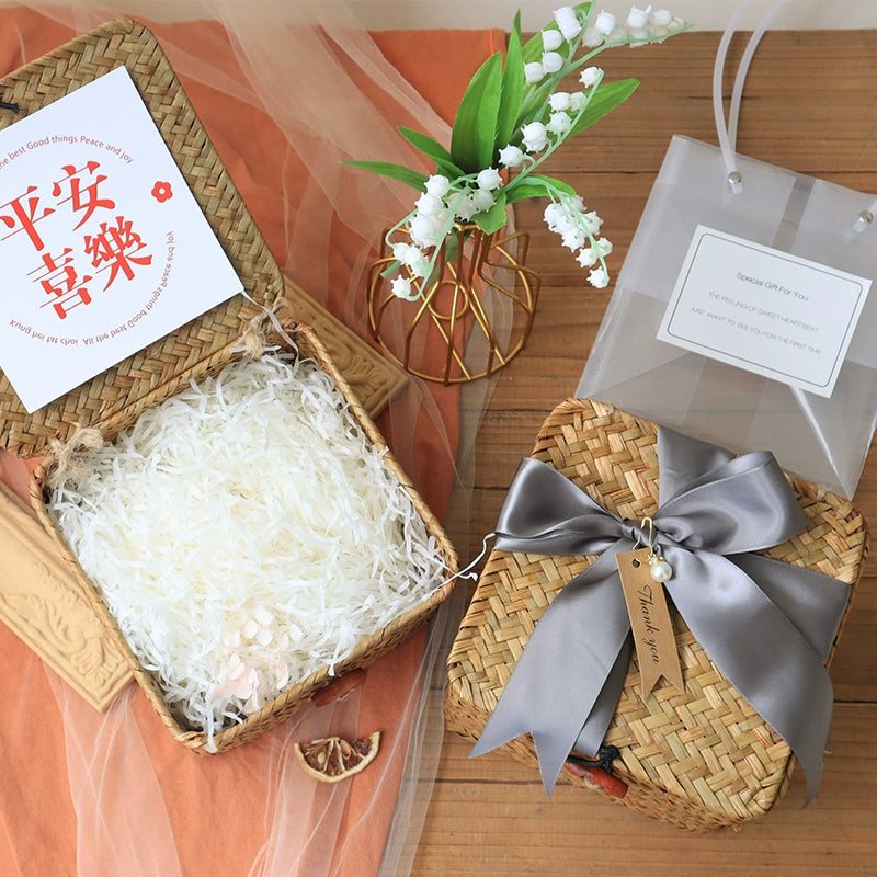 سلال منسوجة من الخيزران لحفلات الزفاف وحفلات استقبال المولود وتغليف الهدايا