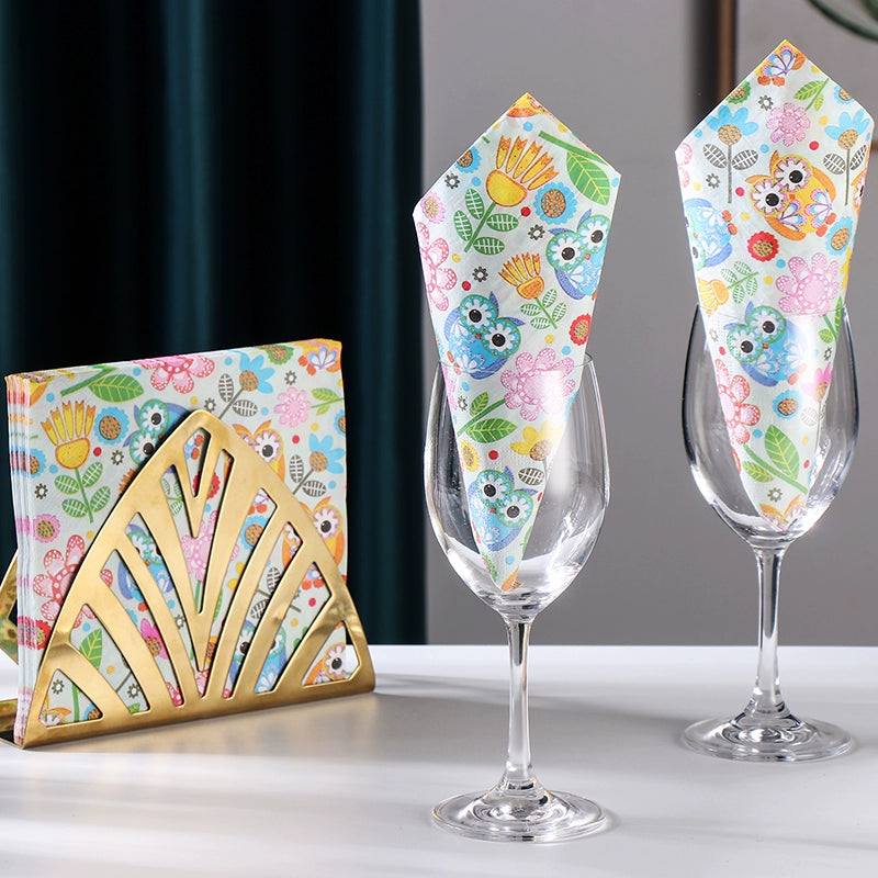 Serviettes de table en papier de soie imprimées pour fête d'anniversaire avec hibou