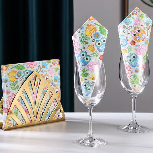 Serviettes de table en papier de soie imprimées pour fête d'anniversaire avec hibou