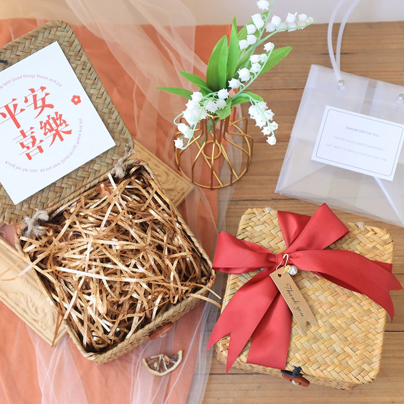 سلال منسوجة من الخيزران لحفلات الزفاف وحفلات استقبال المولود وتغليف الهدايا