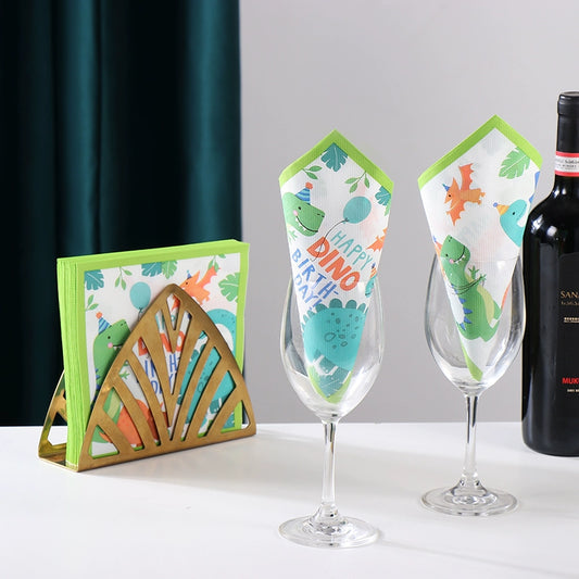 Serviettes en papier imprimées de dinosaures Serviettes colorées pour fête d'anniversaire