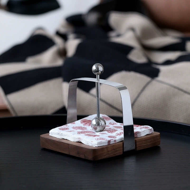 Porte-serviettes en papier en noyer, plateau de rangement carré pour serviettes en papier d'hôtel