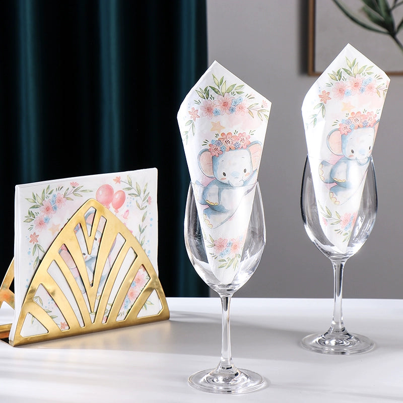 Serviettes de table en forme d'éléphant de dessin animé mignon - 20 par paquet