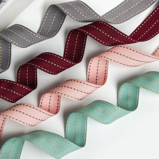 Ruban à pois côtelé Emballage de fleurs florales Ruban rayé Nœud Matériel de bricolage