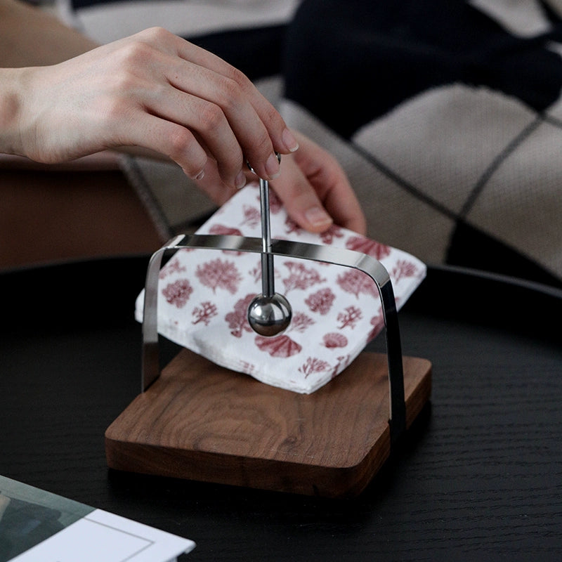 Porte-serviettes en papier en noyer, plateau de rangement carré pour serviettes en papier d'hôtel