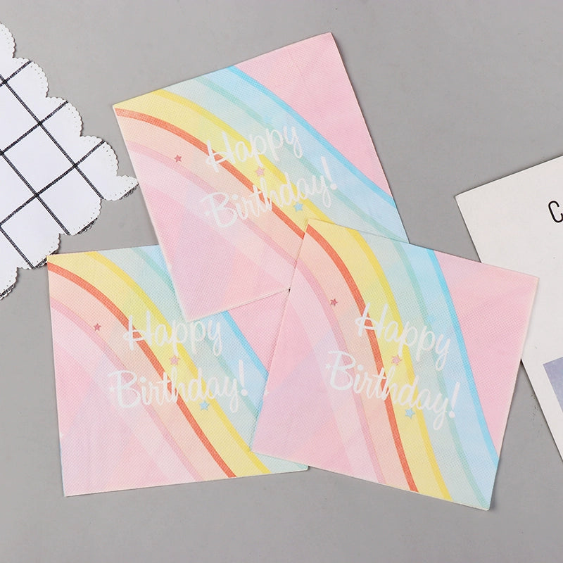 Serviettes en papier de soie colorées imprimées pour fête d'anniversaire
