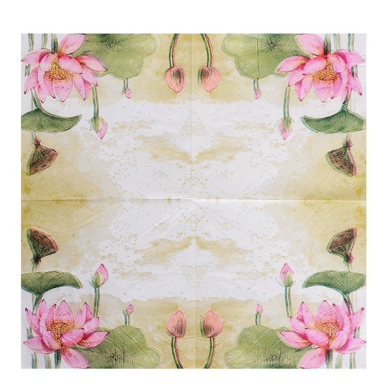 Colorful Lotus Print Napkins Chinese Style Party Dinner Napkins
