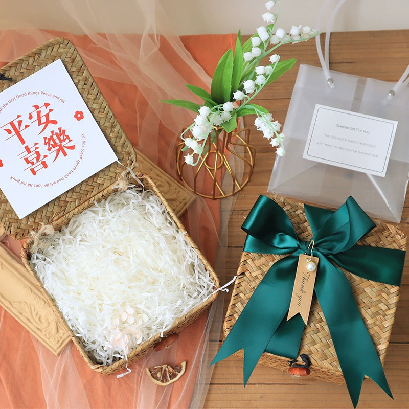 سلال منسوجة من الخيزران لحفلات الزفاف وحفلات استقبال المولود وتغليف الهدايا