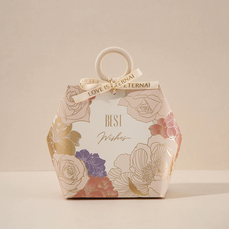 صندوق هدايا بتصميم خاتم خشبي وصندوق سكر وحقيبة تغليف هدايا الزفاف، عبوة من 20 قطعة