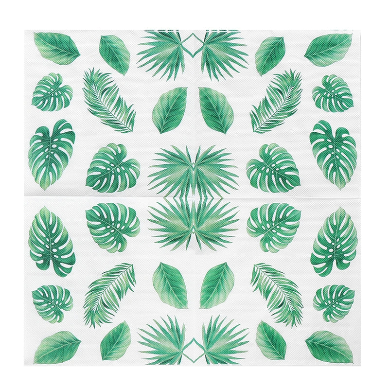 Serviettes de table à imprimé feuilles vertes - 20 par paquet
