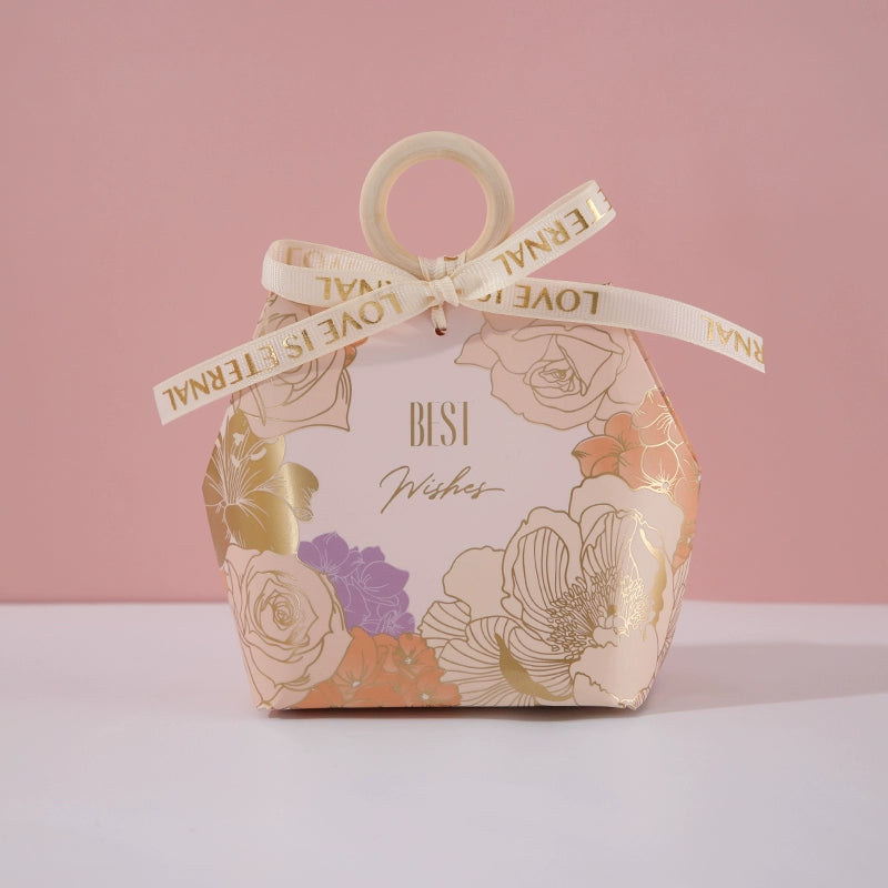 صندوق هدايا بتصميم خاتم خشبي وصندوق سكر وحقيبة تغليف هدايا الزفاف، عبوة من 20 قطعة