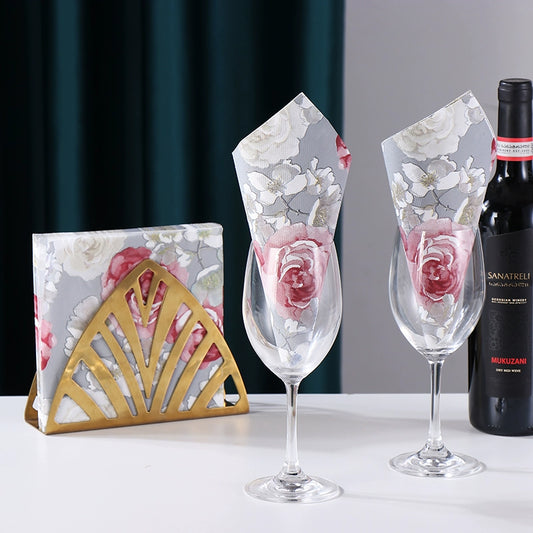 Serviettes en papier à découper à imprimé de fleurs de rose