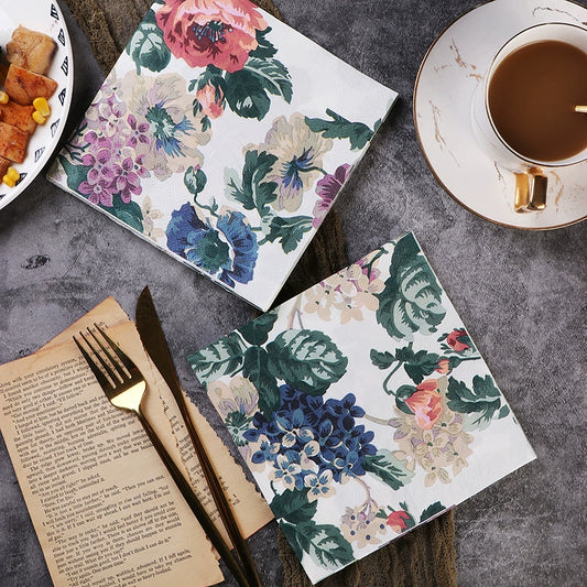 Serviettes de table imprimées colorées - 20 par paquet