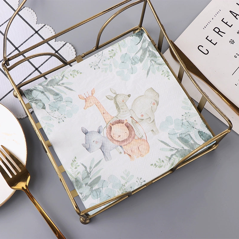 Serviettes de table à imprimé animalier Serviettes de fête d'anniversaire