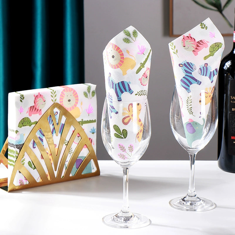 Serviettes en papier imprimées d'animaux de dessin animé Serviettes colorées