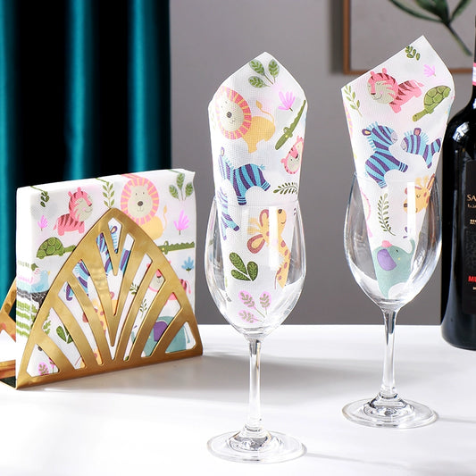 Serviettes en papier imprimées d'animaux de dessin animé Serviettes colorées