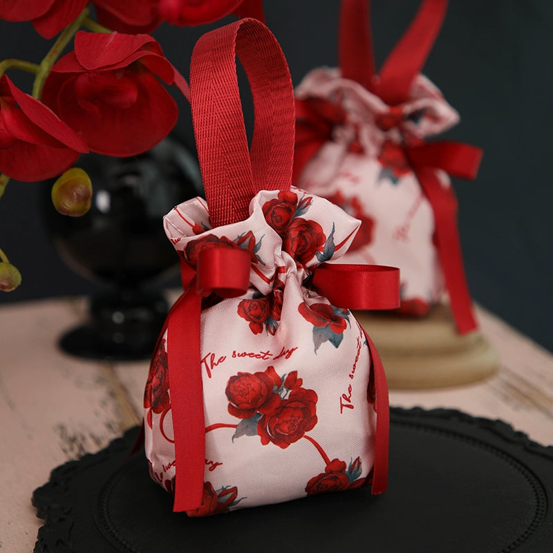 حقيبة حلوى الزفاف حقيبة يد هدية قابلة للطي مجانًا، عبوة من 10 قطع