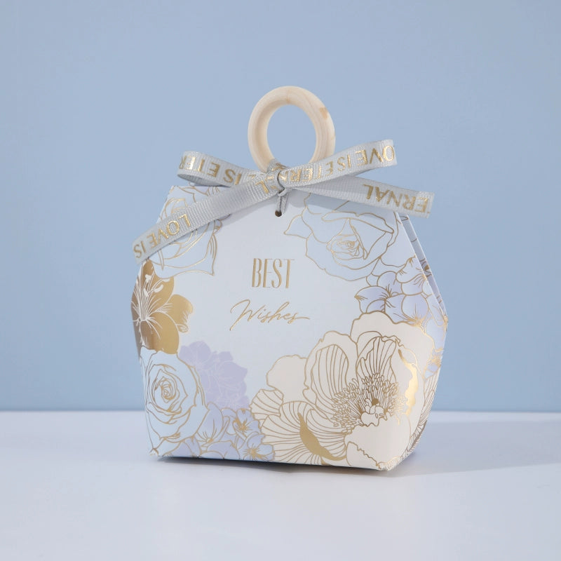 صندوق هدايا بتصميم خاتم خشبي وصندوق سكر وحقيبة تغليف هدايا الزفاف، عبوة من 20 قطعة