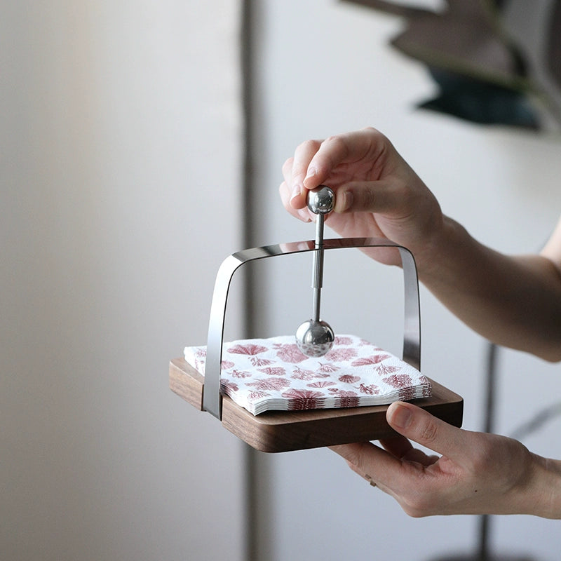 Porte-serviettes en papier en noyer, plateau de rangement carré pour serviettes en papier d'hôtel