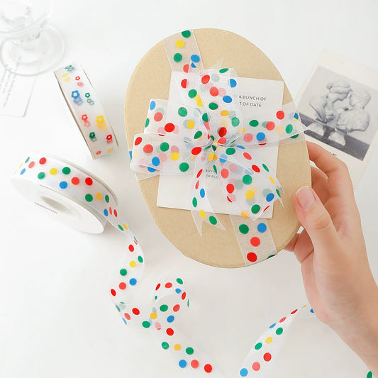 Ruban de décoration cadeau en mousseline colorée 2,5 cm x 22 m