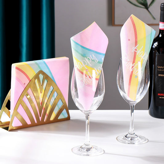 Serviettes en papier de soie colorées imprimées pour fête d'anniversaire