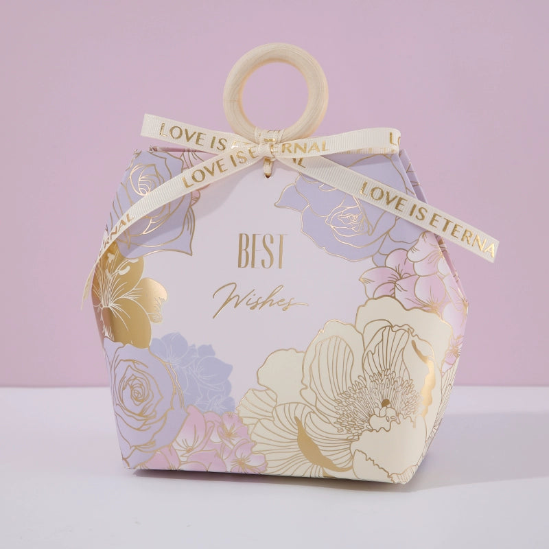 صندوق هدايا بتصميم خاتم خشبي وصندوق سكر وحقيبة تغليف هدايا الزفاف، عبوة من 20 قطعة