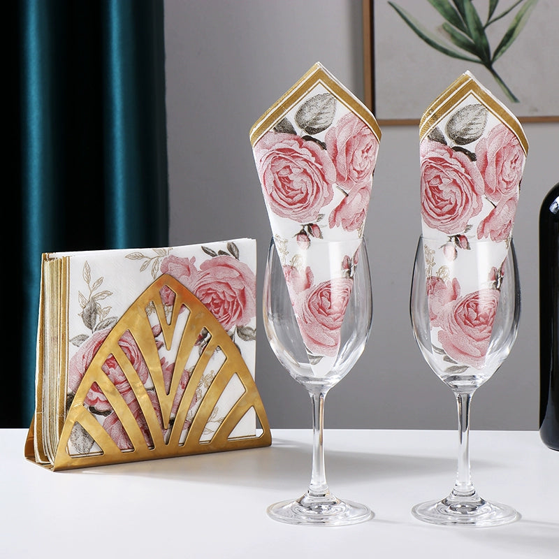 Serviettes de table à imprimé roses vintage - 20 par paquet