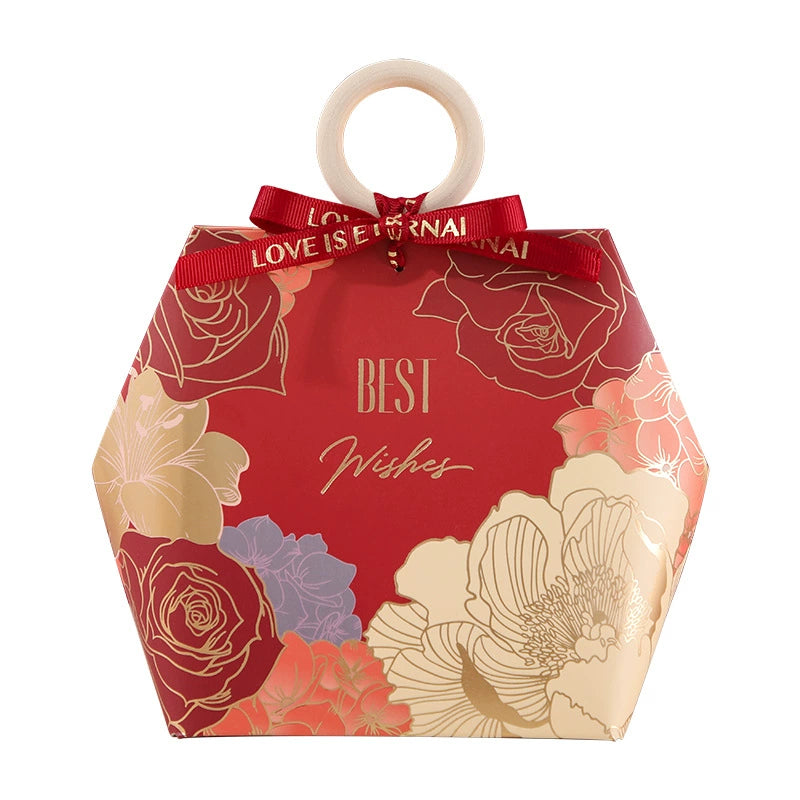 صندوق هدايا بتصميم خاتم خشبي وصندوق سكر وحقيبة تغليف هدايا الزفاف، عبوة من 20 قطعة