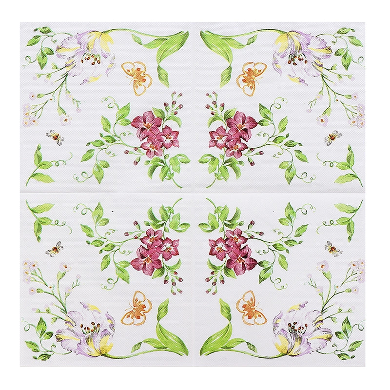 Serviettes de table à motifs floraux colorés - 20 par paquet