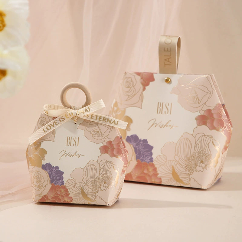 صندوق هدايا بتصميم خاتم خشبي وصندوق سكر وحقيبة تغليف هدايا الزفاف، عبوة من 20 قطعة