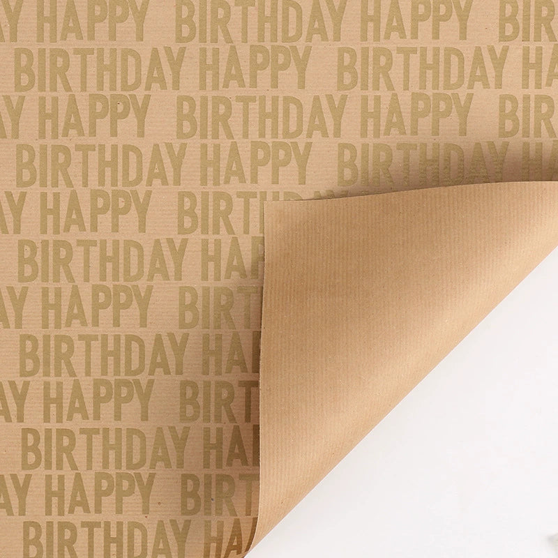 Papier Kraft de style rétro pour emballage de bouquet de joyeux anniversaire