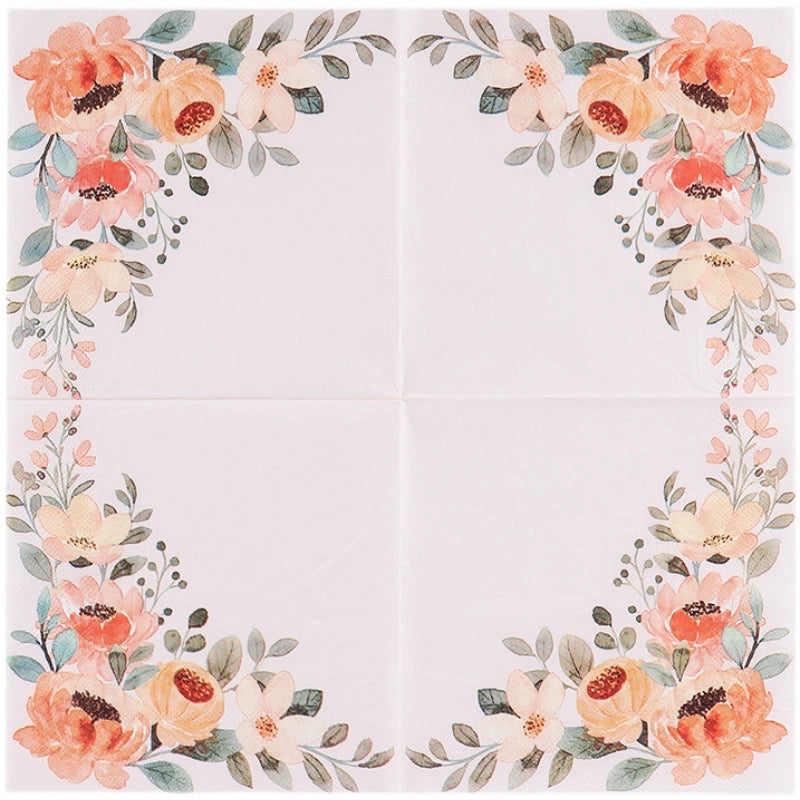 Serviettes de table à imprimé floral Serviettes de fête de mariage Serviettes en papier à découper