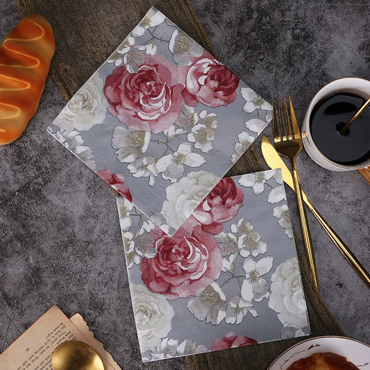 Serviettes en papier à découper à imprimé de fleurs de rose
