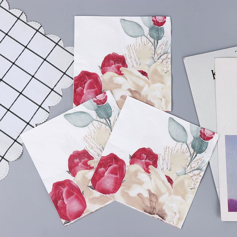 Serviettes à imprimé floral Mouchoirs Serviettes de table pour mariage