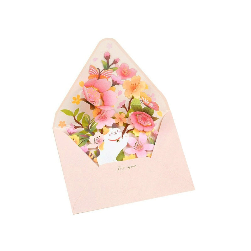 Coffret cadeau de fête de vacances avec enveloppe créative et fleur 3D, lot de 6