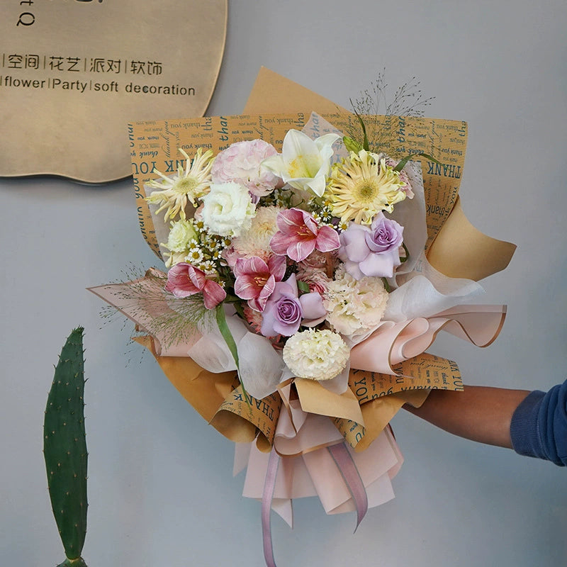 Papier Kraft de style rétro pour emballage de bouquet de joyeux anniversaire