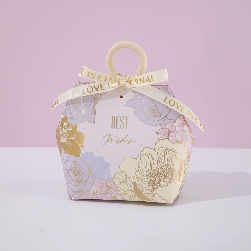 صندوق هدايا بتصميم خاتم خشبي وصندوق سكر وحقيبة تغليف هدايا الزفاف، عبوة من 20 قطعة