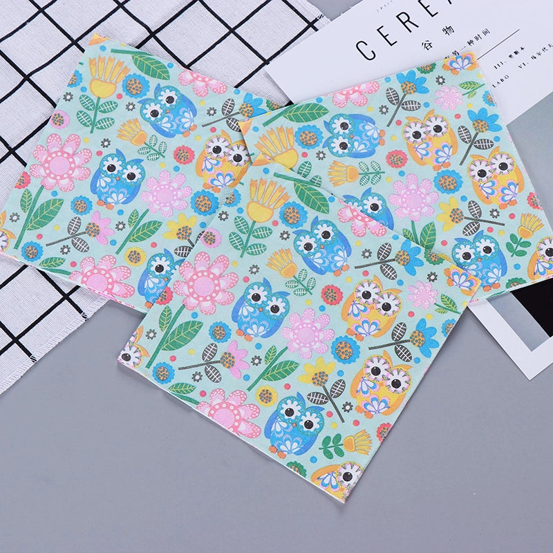 Serviettes de table en papier de soie imprimées pour fête d'anniversaire avec hibou