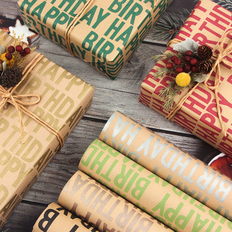 Papier Kraft de style rétro pour emballage de bouquet de joyeux anniversaire