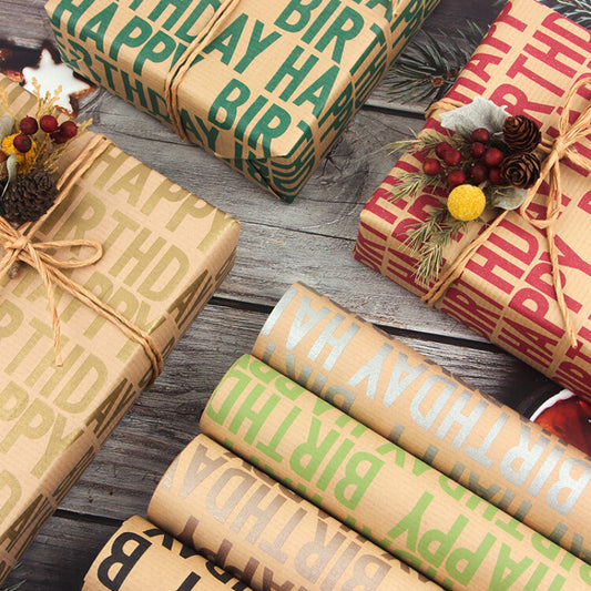 Papier Kraft de style rétro pour emballage de bouquet de joyeux anniversaire