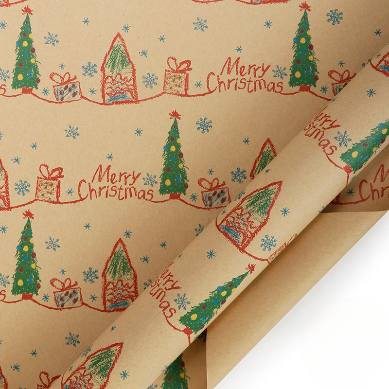 Papier d'emballage cadeau de Noël vintage en papier kraft