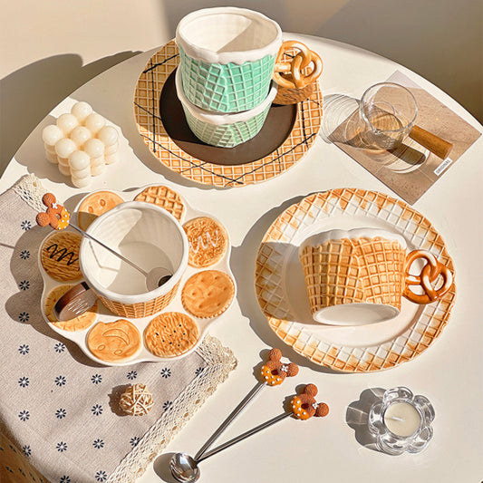 Tasse à café en céramique Fun Cookies Assiette à dessert pour le thé de l'après-midi