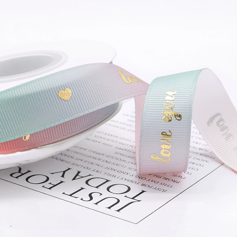 Ruban d'emballage cadeau de fleurs de Saint-Valentin de couleur dégradée de 22 m