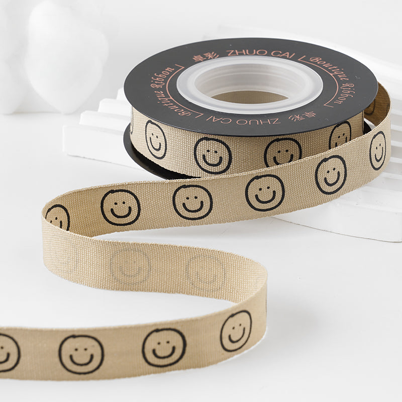 Ruban d'ours de dessin animé, ruban d'amour souriant, ruban d'emballage de boîte-cadeau de bouquet