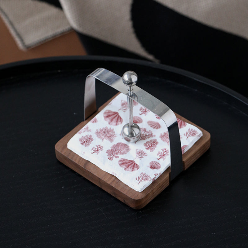 Porte-serviettes en papier en noyer, plateau de rangement carré pour serviettes en papier d'hôtel