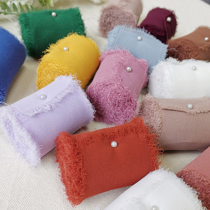 Ruban de soie à franges pour emballage de bouquets cadeaux 4 cm x 5 m