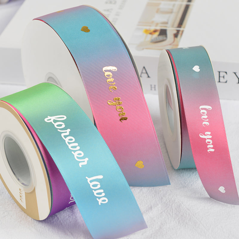 Ruban d'emballage cadeau de fleurs de Saint-Valentin de couleur dégradée de 22 m