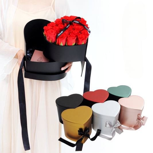 Coffret cadeau en forme de cœur rotatif à double couche nacré