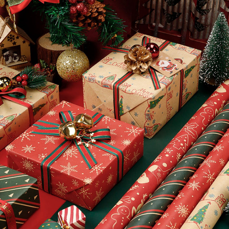 Papier d'emballage cadeau de Noël vintage en papier kraft